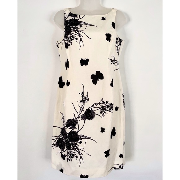 Jones New York Dresses & Skirts - Jones New York Floral and Butterflies Print Linen Dress